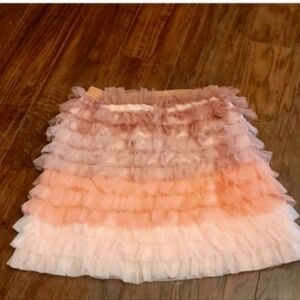 Elegant Layered Ruffle Skirt - Pink and Cream